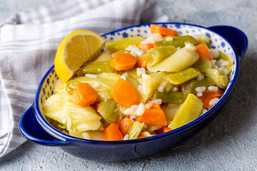 Turkish Cuisine. Leek with Olive Oil (Turkish name; Zeytinyagli Pirasa) Turkish Braised Leeks and Carrots In Olive Oil.