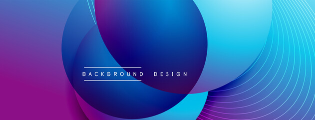 Obraz premium Gradient circles with shadows. Vector techno abstract background. Modern overlapping forms wallpaper background, design template