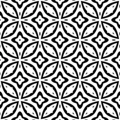  seamless floral pattern background.Geometric ornament for wallpapers and backgrounds. Black and white pattern. 