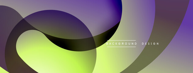 Abstract overlapping lines and circles geometric background with gradient colors