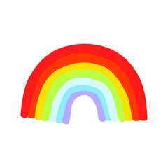 Flat vector cartoon rainbow design isolated on white background.