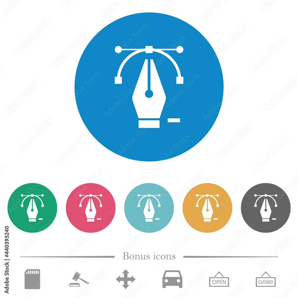 Poster deleting editing point with pen tool flat round icons