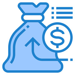 Money bag blue style icon