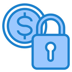 Money lock blue style icon