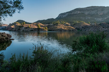 The Tibi reservoir, in Alicante, Spain, at dawn.