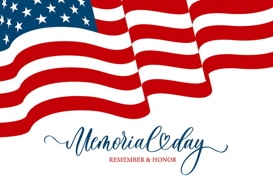 Memorial Day banner, website or newsletter header. Background with American national flag. United States of America holiday