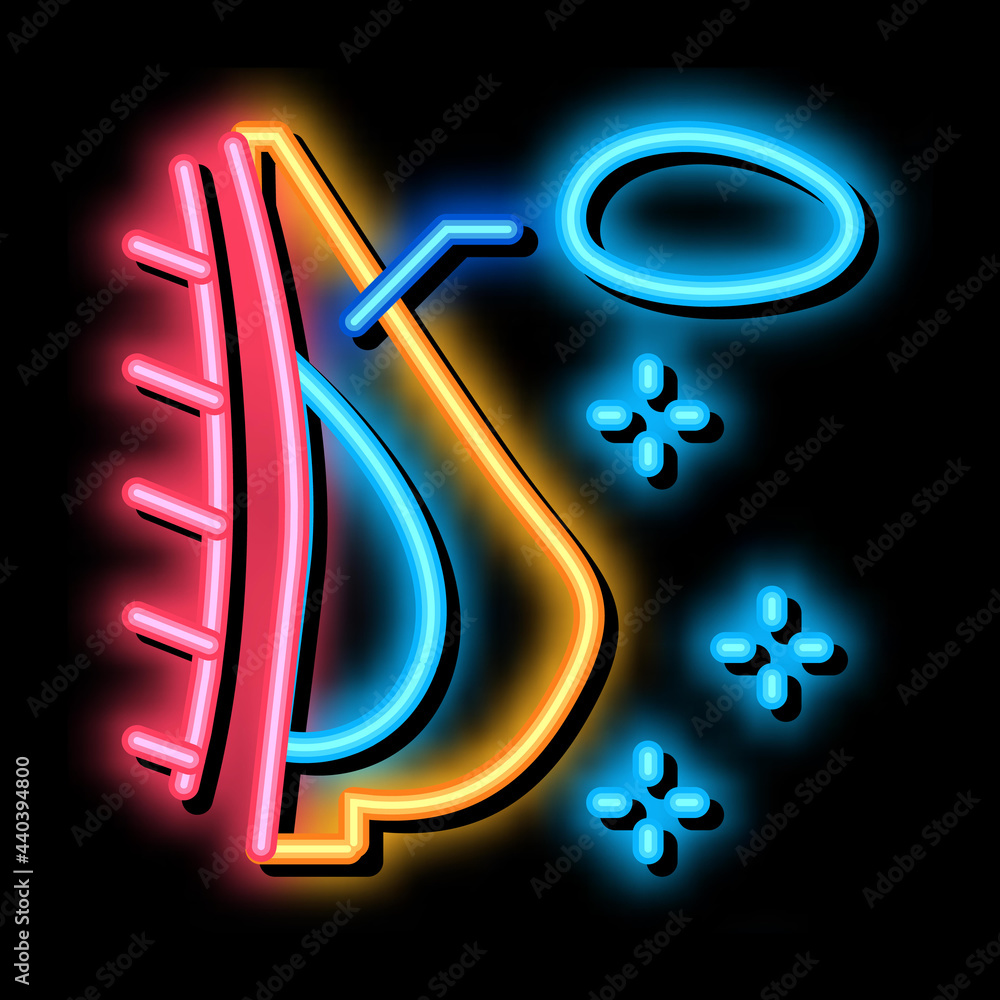 Sticker silicone breast augmentation neon light sign vector. Glowing bright icon silicone breast augmentation sign. transparent symbol illustration