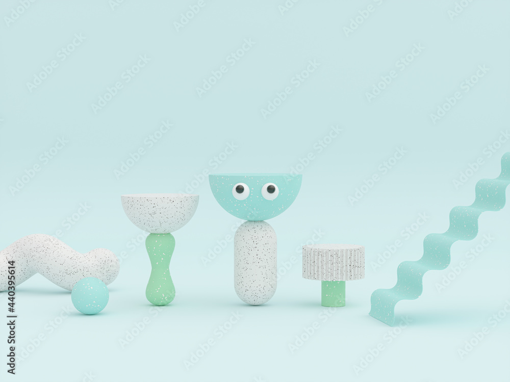 Poster Cute podium backdrop with terrazzo texture for product display. 3d rendering.