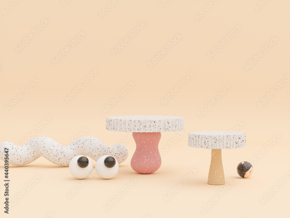 Poster Cute podium backdrop with terrazzo texture for product display. 3d rendering.