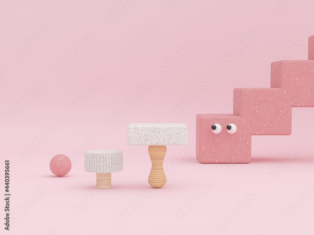 Poster Cute podium backdrop with terrazzo texture for product display. 3d rendering.