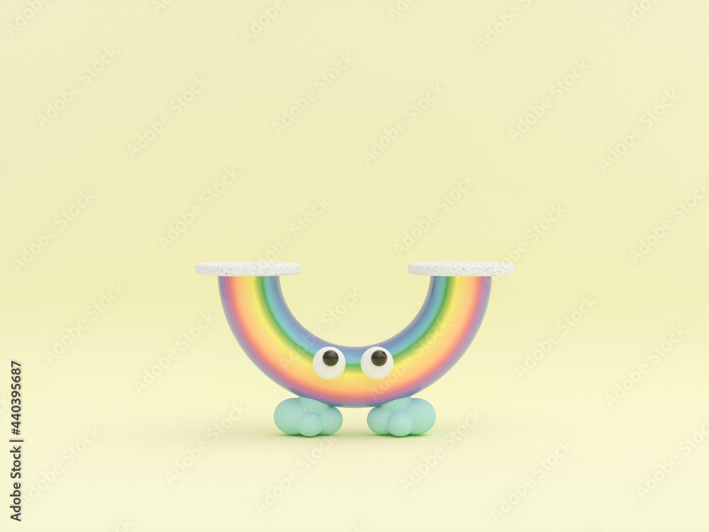 Poster Cute podium backdrop with terrazzo texture for product display. 3d rendering.