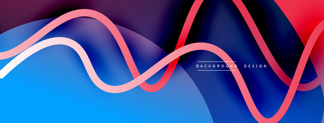 Abstract gradient background with wave line with shadow effect. Geometric composition. 3D shadow effects and fluid gradients