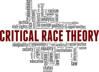 Critical Race Theory vector illustration word cloud isolated on a white background.