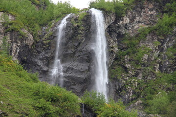 beautiful waterfall in the mountains
