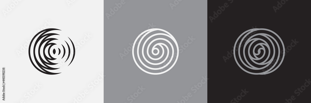 Poster geometric minimal logotype set. creative linear shapes design.