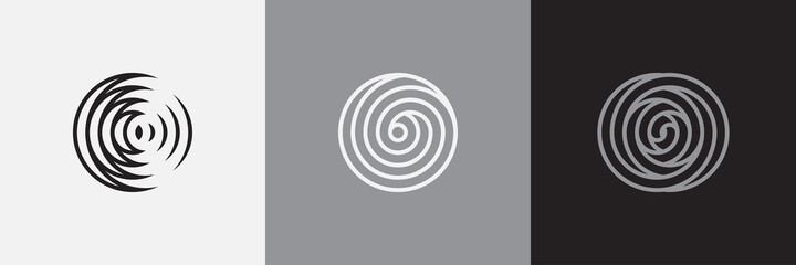 Geometric minimal logotype set. Creative linear shapes design.