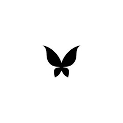 black butterfly silhouette. Flat icon isolated on white. Summer sign