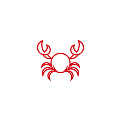 red crab geometric logo. Sea life sign. vector simple icon