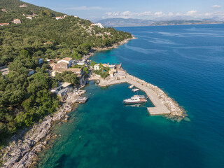 Nissaki Beach in corfu aerial view