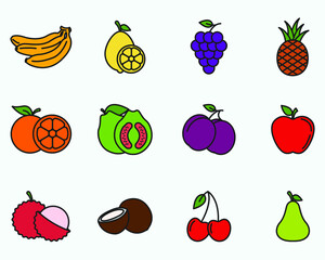 exotic fruits, vegetarian set icon symbol template for graphic and web design collection logo vector illustration
