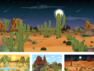 Different scenes with desert forest landscape