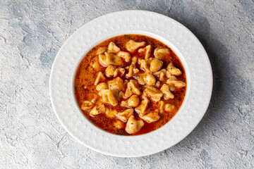 Traditional delicious Turkish food; ring soup (Turkish name; Yuksuk corbasi or yuzuk corbasi)