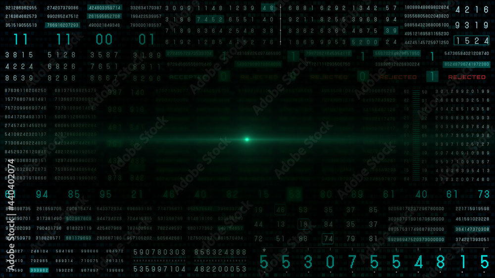 Poster Binary Decimal Algorithm Data Number Security Selection System. HUD Futuristic Random Display Status Identification Illustration
