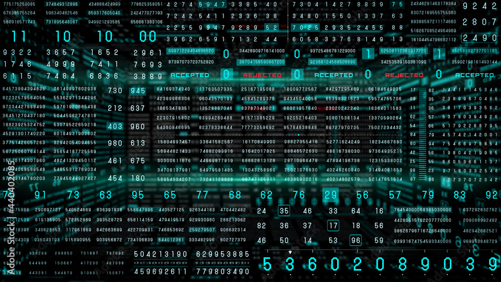 Aufkleber Binary Decimal Algorithm Data Number Security Selection System. HUD Futuristic Random Display Status Identification Illustration Background
