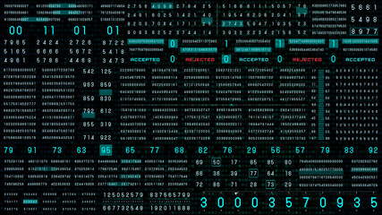 Binary Decimal Algorithm Data Number Security Selection System. HUD Futuristic Random Display Status Identification Illustration Background