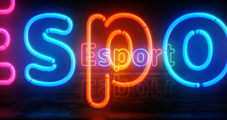 Esport neon light 3d illustration