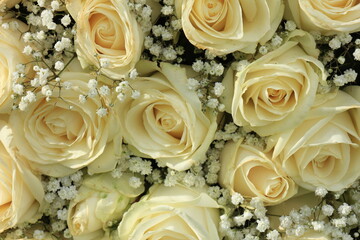 white rose and gypsophila bouquet