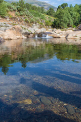 Acebo natural swimming pool. Sierra de Gata hills. Caceres, Extremadura, Spain