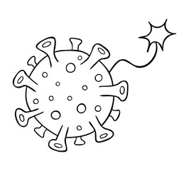 Cartoon vector illustration of coronavirus bomb
