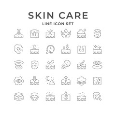 Fototapeta na wymiar Set line icons of skin care