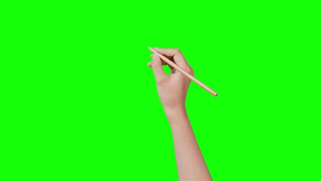 鉛筆で字を書く手　クロマキー合成