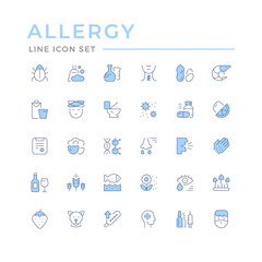 Set color line icons of allergy