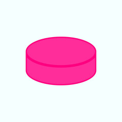 Big pink hockey puck with space for logo and lettering. Vector drawing on white background. 