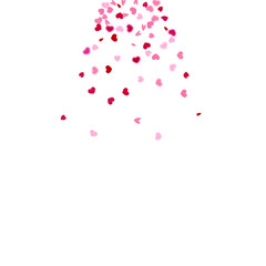 Fototapeta na wymiar Heart Confetti Background. Love Signs. Red on White