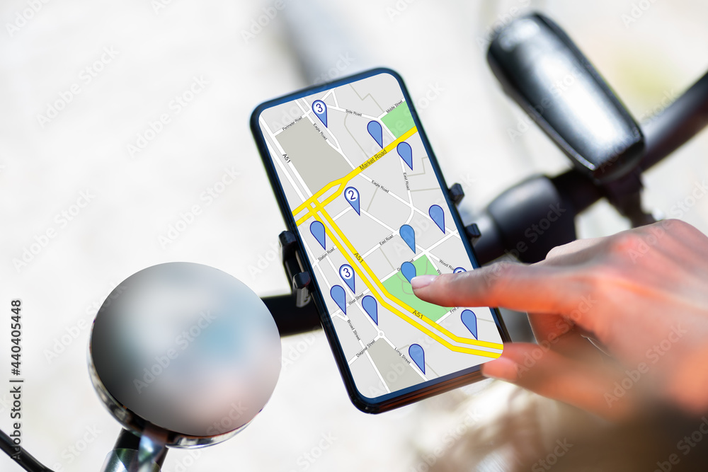 Poster bicycle gps navigator app with map