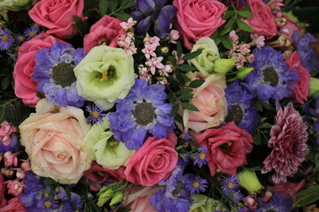 Bridal bouquet in pink and blue