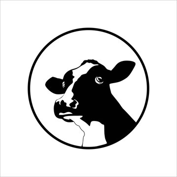 cow silhouette for log illustration icon and image