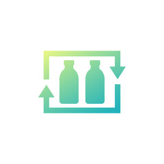 plastic bottles recycling icon, vector