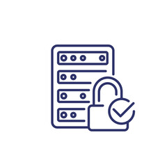 Secure server, hosting line icon