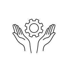 two thin line hands with cogwheel like support