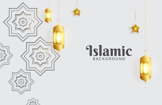 islamic background with golden lantern and star