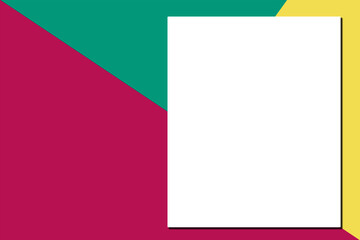 Pastel colorful background and textured and copy space with white box area for note-writing. Postcard or presentation template, vector and illustration.