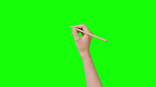 鉛筆で字を書く手　クロマキー合成