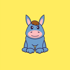 Cute llama is sitting. Animal cartoon concept isolated. Can used for t-shirt, greeting card, invitation card or mascot. Flat Cartoon Style