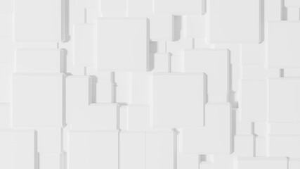 Light abstract background of a plane consisting of white cubes. 3d illustration