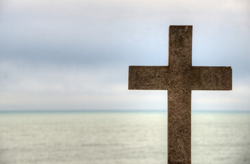 Croix tombale dans le cimetière marin de Sète, Hérault, France